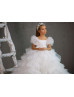 Beaded Ivory Lace Tulle Ruffled Flower Girl Dress